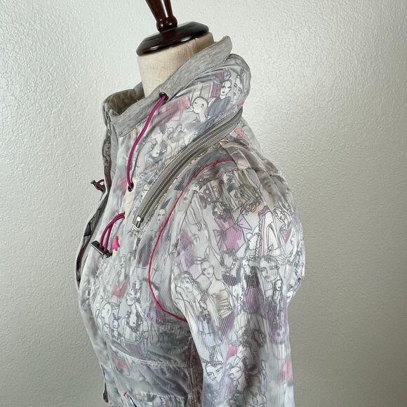 TOUGH Jeansmith Y2K Nylon Overlay Jacket Womens XS Full Zip Hidden Hood Rare - Picture 6 of 16